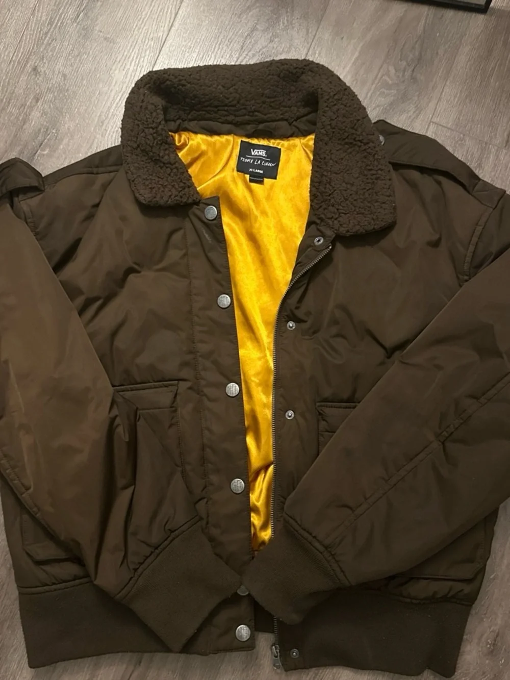 Rare Vans Curren x Knost Fleece Collar Satin Flight Bomber Jacket - Size XL